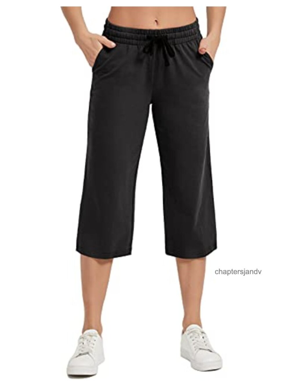 Cotton Capri Sweatpants Wide Leg Drawstring Lounge Workout Pants